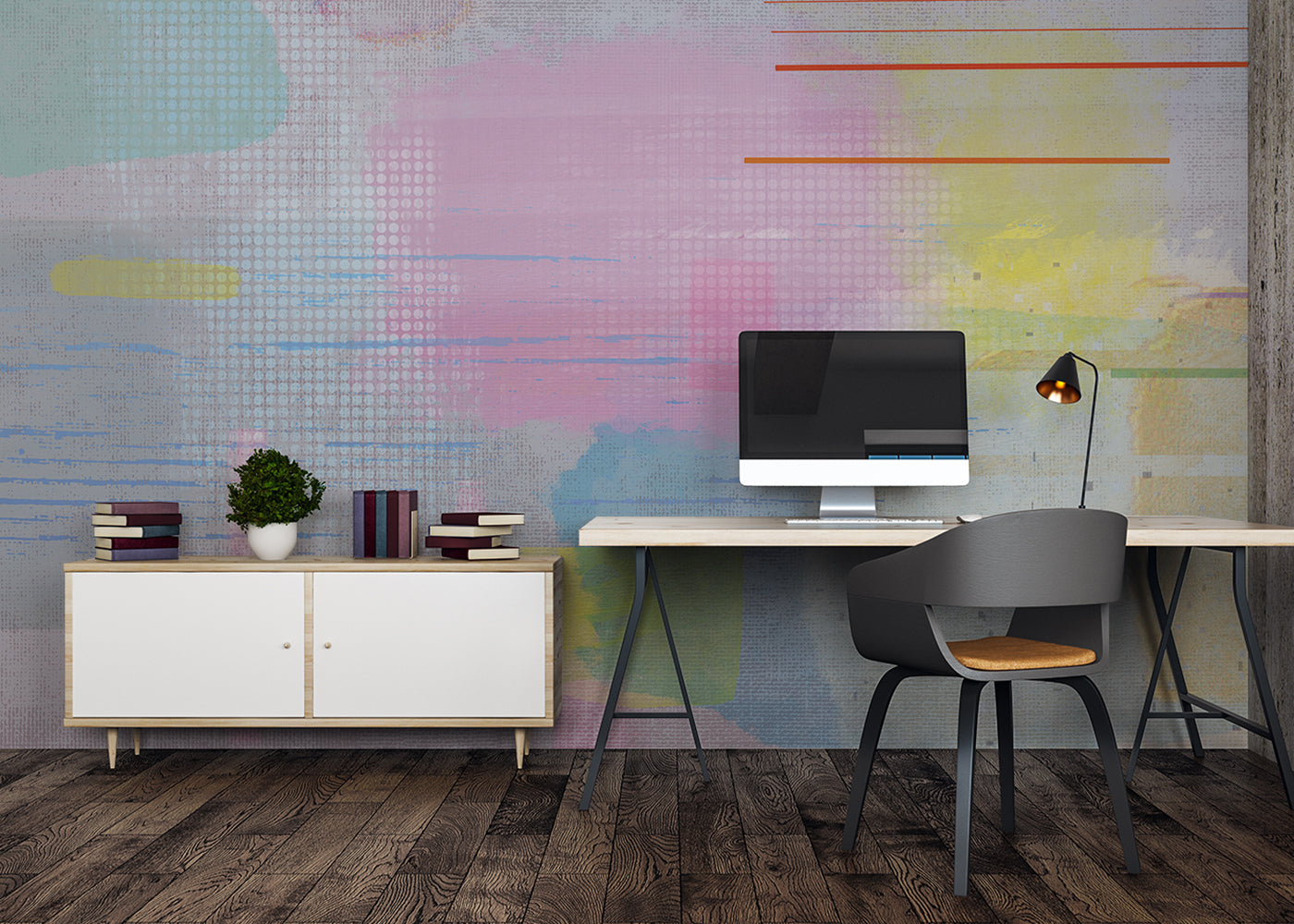 Aged Linen Mural - Rose Gray