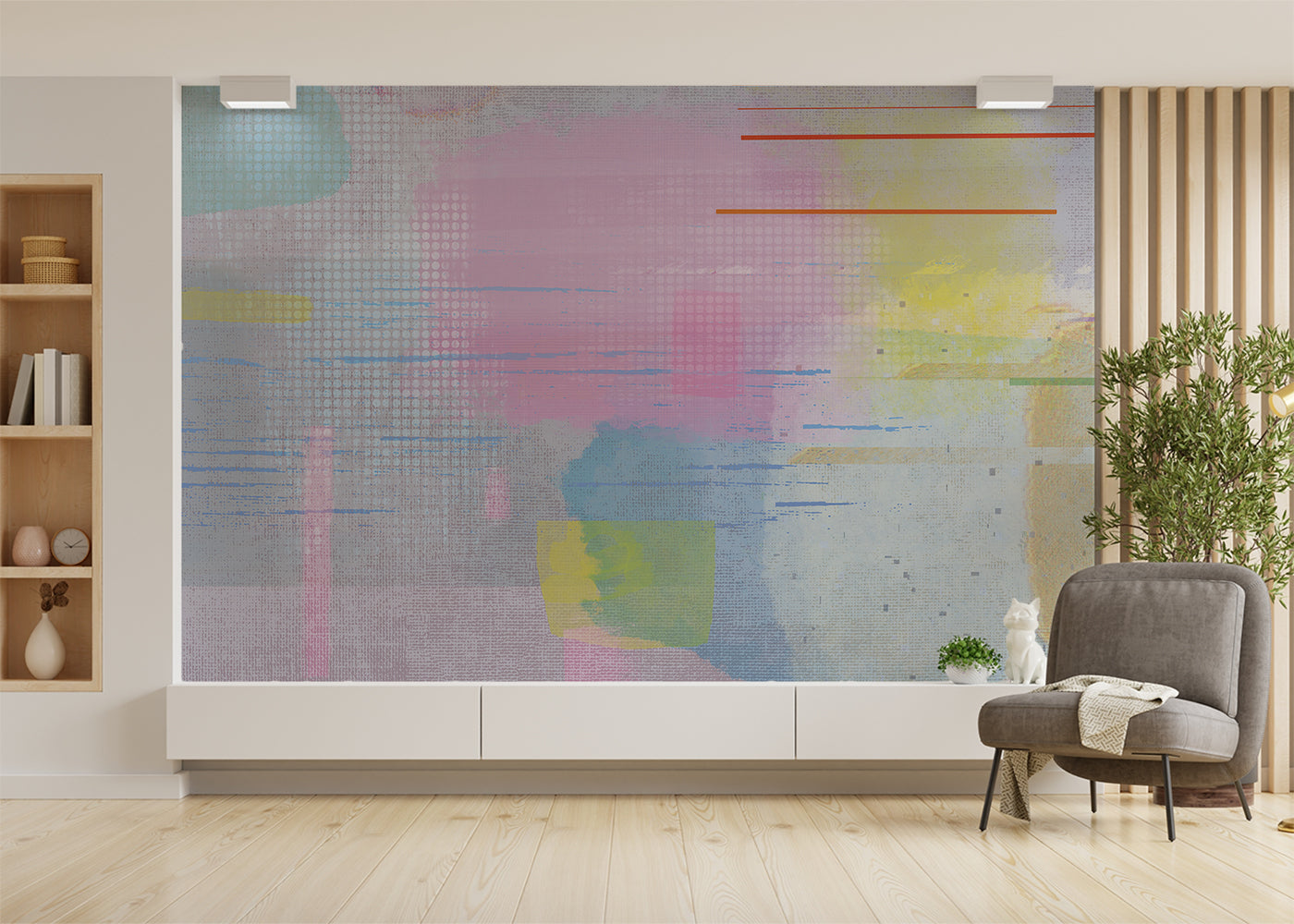 Aged Linen Mural - Rose Gray