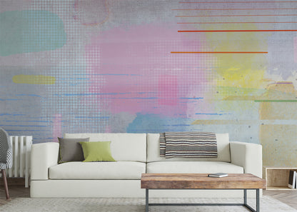 Aged Linen Mural - Rose Gray