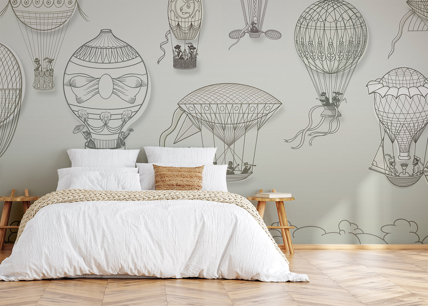 Hot Air Balloon Mural - Neutral Spacious