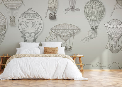 Hot Air Balloon Mural - Neutral Spacious