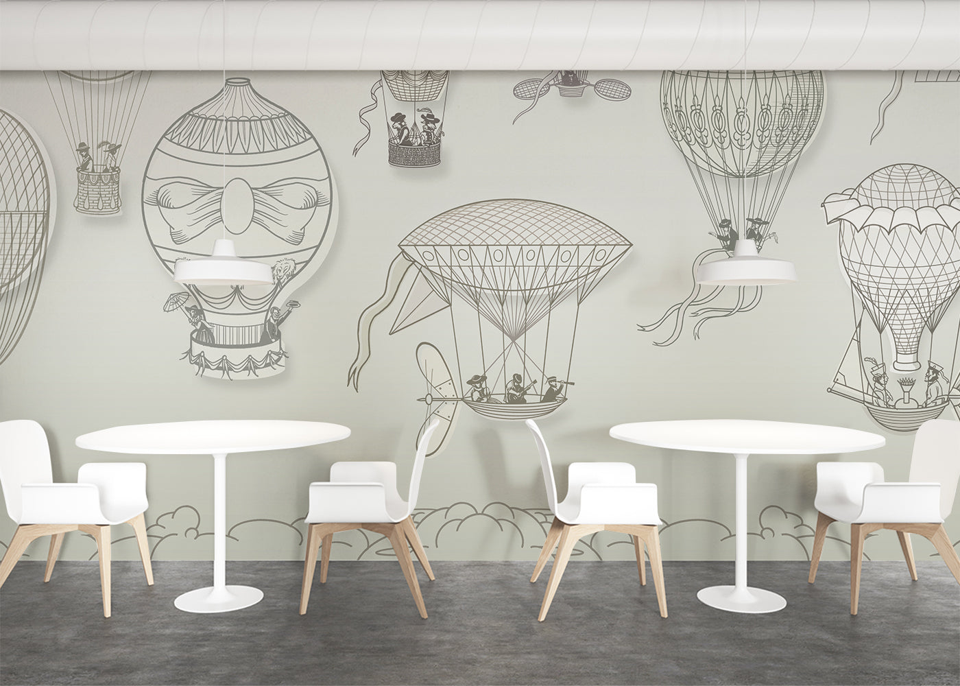 Hot Air Balloon Mural - Neutral Spacious
