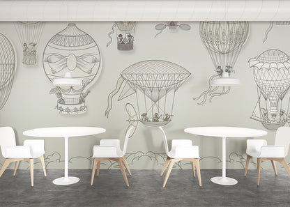 Hot Air Balloon Mural - Neutral Spacious