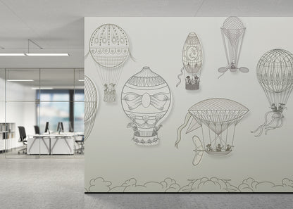 Hot Air Balloon Mural - Neutral Spacious
