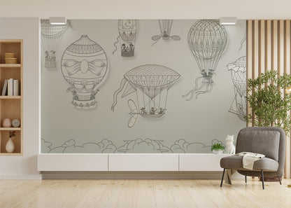 Hot Air Balloon Mural - Neutral Spacious