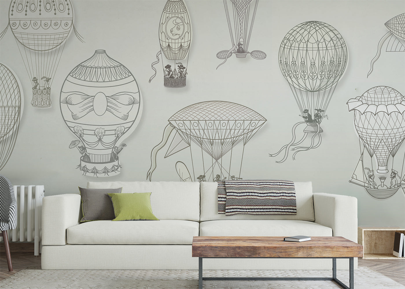 Hot Air Balloon Mural - Neutral Spacious