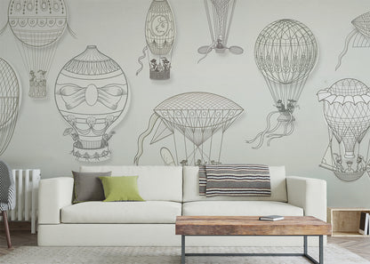 Hot Air Balloon Mural - Neutral Spacious