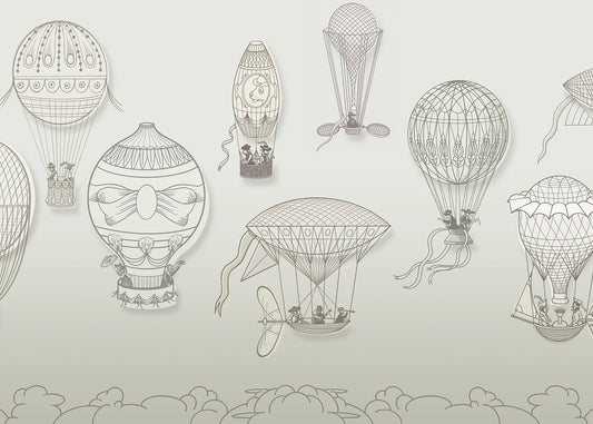 Hot Air Balloon Mural - Neutral Spacious - Sample