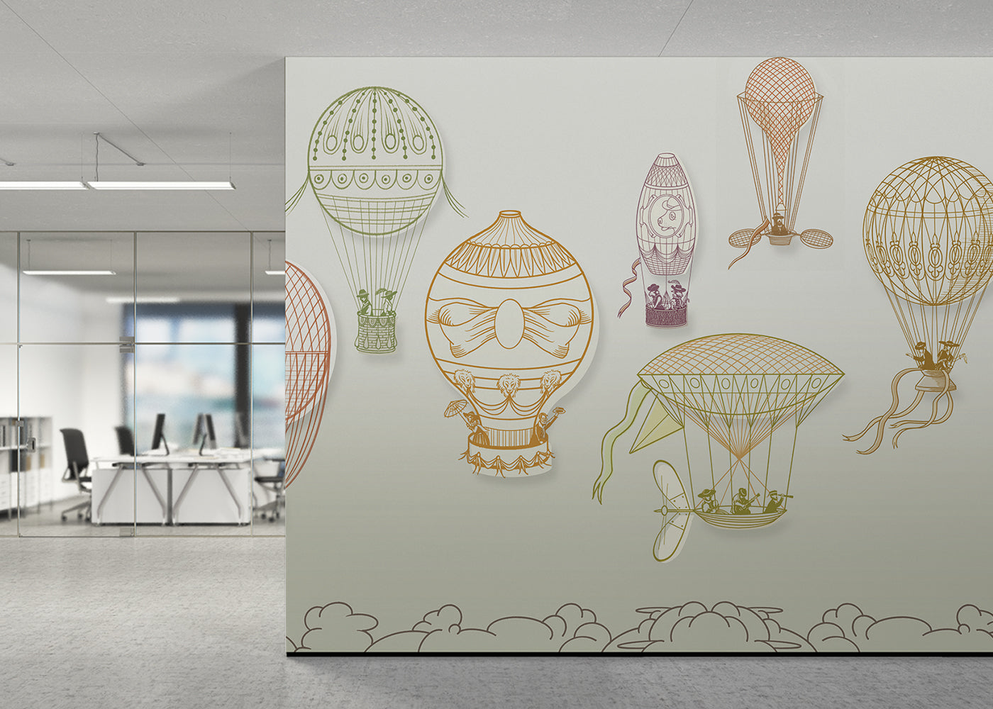 Hot Air Balloon Mural - Color Spacious