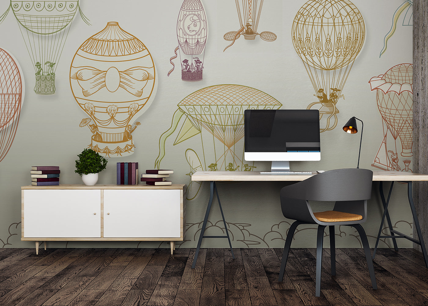 Hot Air Balloon Mural - Color Spacious